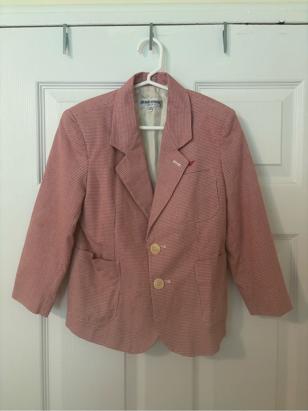 Giorgio Armani red white Houndstooth kids Blazer